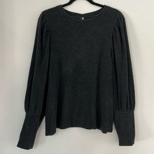 Madewell Puff-Sleeve Scoopneck Charcoal top - Size XL